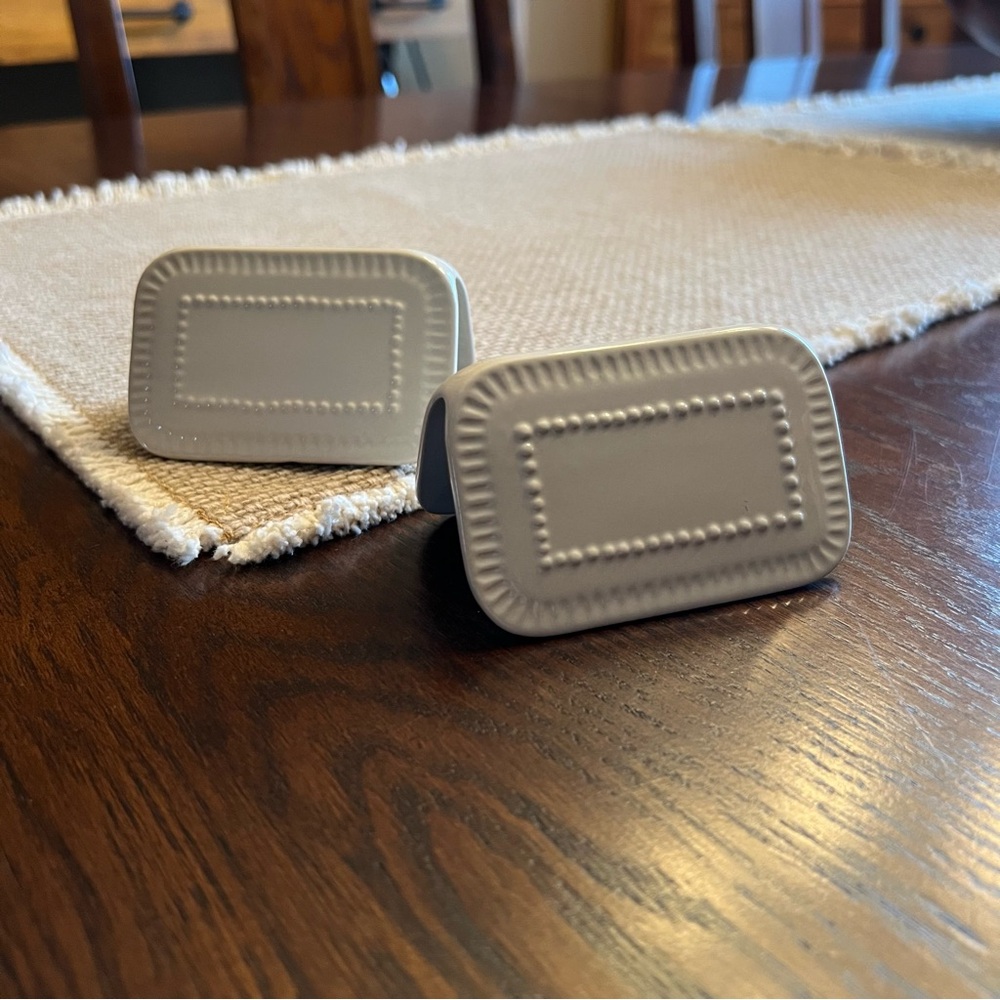 Magnolia Hearth and Hand Beaded Ceramic Rectangle Place Card Holders - Set of 2